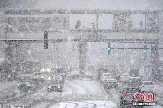 当地时间2021年2月4日，美国芝加哥，当地迎来暴雪，气温降至冰点以下。