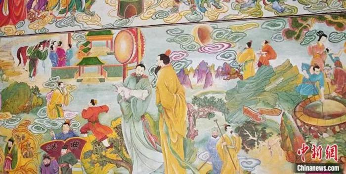 关于尧舜传说的壁画。<a target='_blank' href='/'>中新社</a>记者 赵伟 摄
