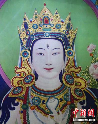 安多强巴绘制的《度母》唐卡。<a target='_blank' href='/'>中新社</a>发 受访者供图