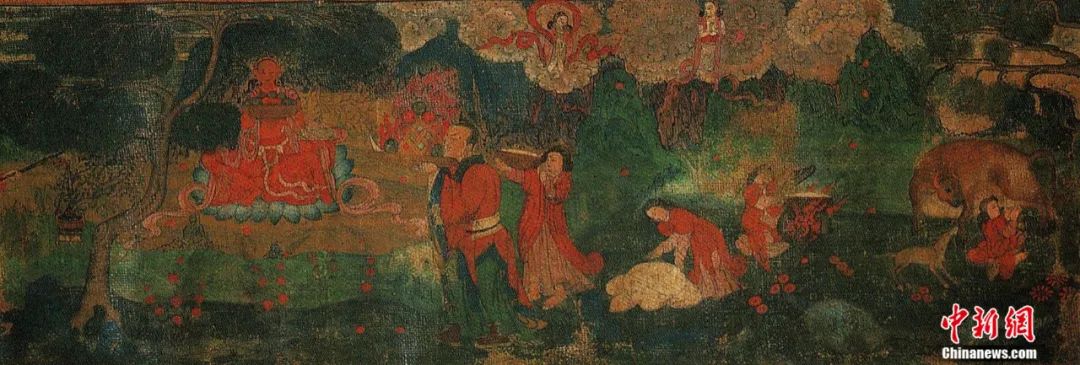14世纪唐卡卷轴画《女神》局部。<a target='_blank' href='/'>中新社</a>发 受访者供图